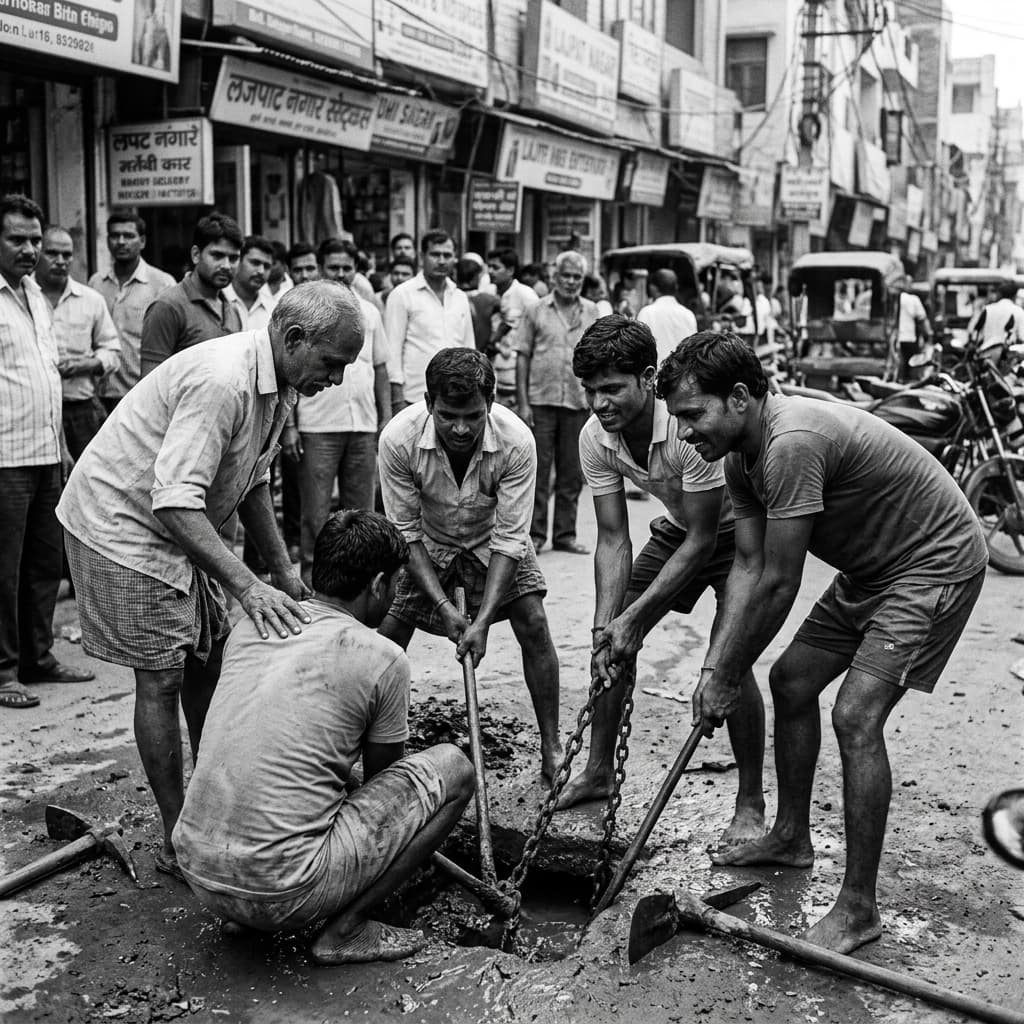 Grassroots citizens fixing street