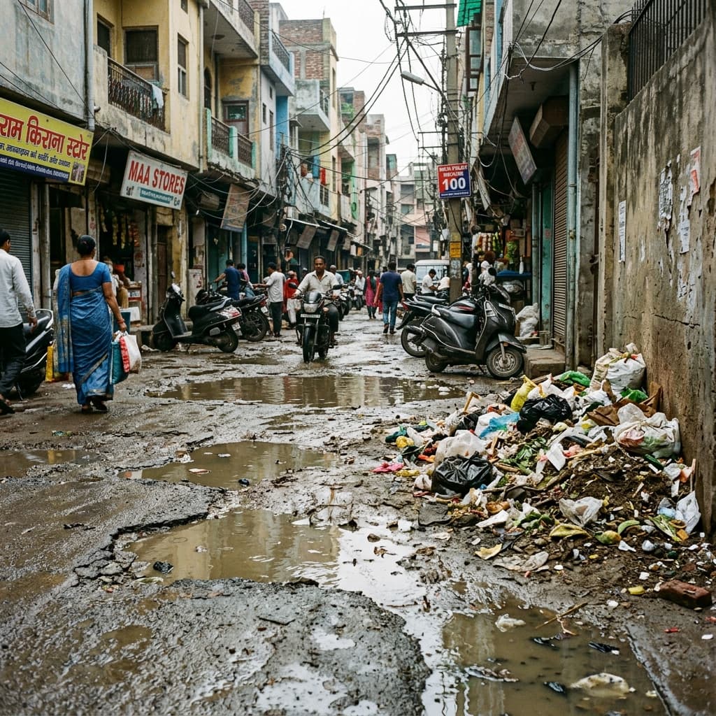 Broken infrastructure in Delhi